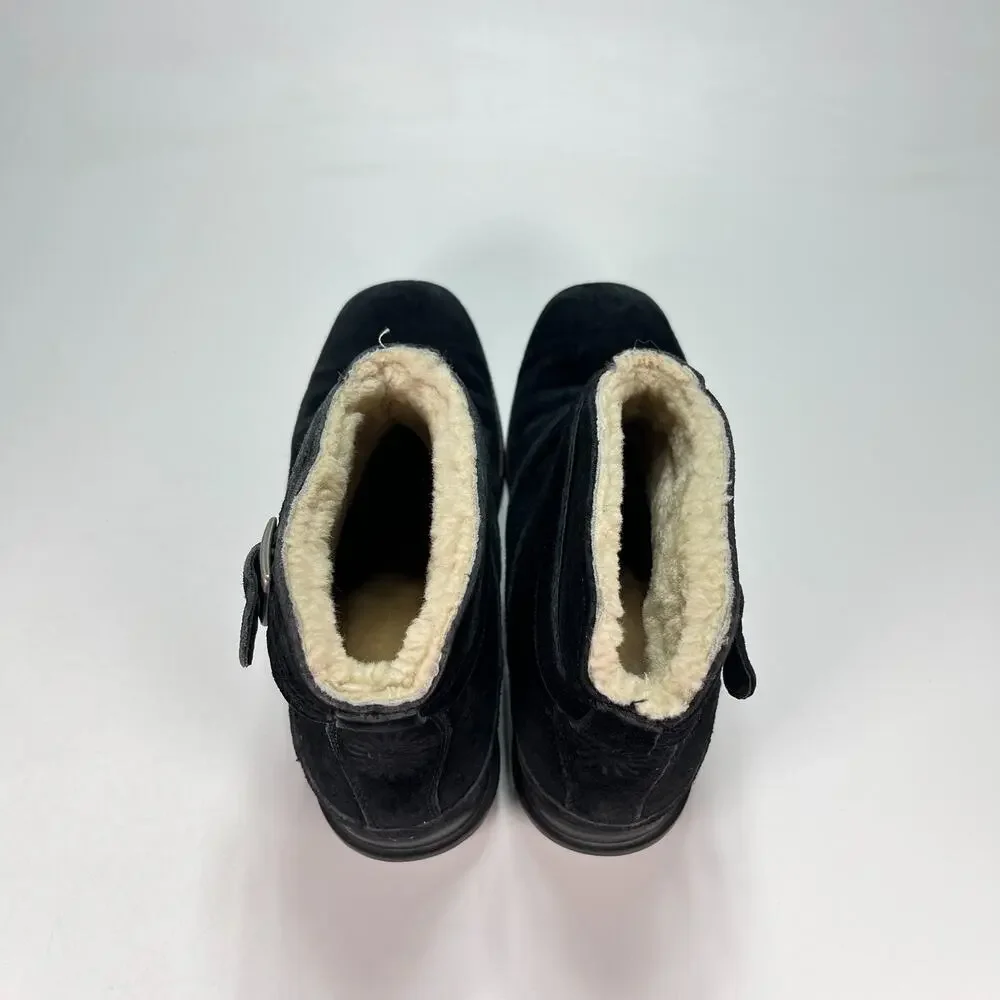 UGG Australia Benson Black Suede Sheepskin Slip On Ankle Boots Women's Size 7